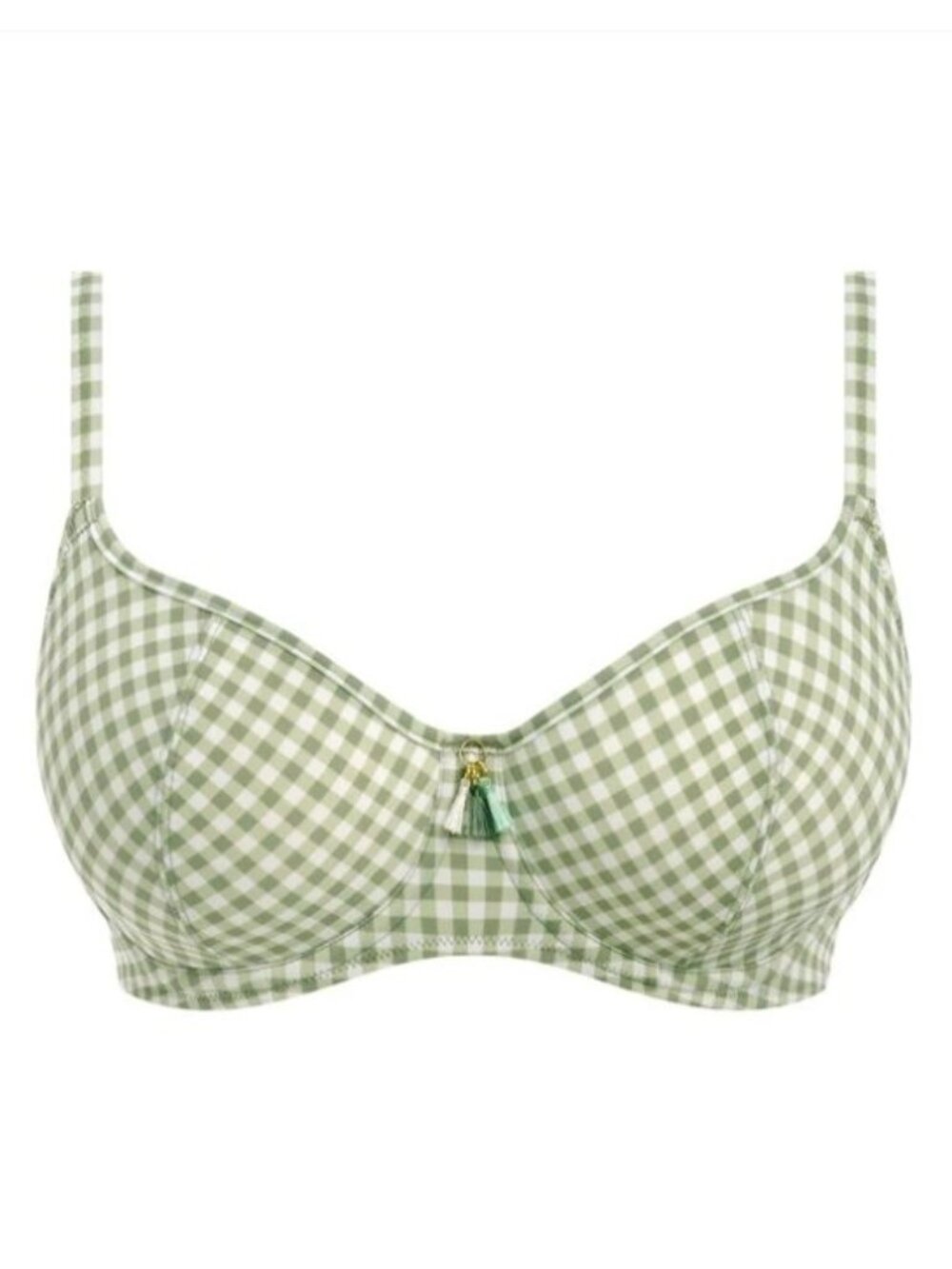 NWT Freya Check In Sweetheart Bikini Top Green & White Gingham US 34K UK 34H